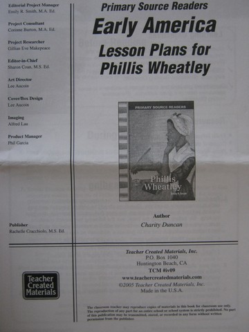 (image for) Primary Source Readers Early America Phillis Wheatley LP (P)