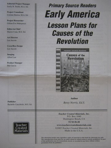 (image for) Primary Source Readers Early America Causes of Revolution LP (P)