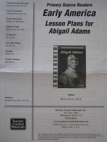 (image for) Primary Source Readers Early America Abigail Adams LP (P)