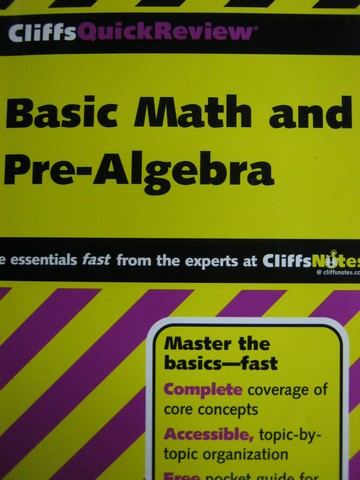 (image for) CliffsQuickReview Basic Math & Pre-Algebra (P) by Bobrow - Click Image to Close