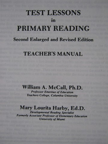 (image for) Test Lessons in Primary Reading 2nd Enlarged Revised TM (TE)(P)