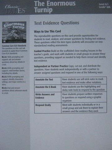(image for) Classic Tales The Enormous Turnip Text Evidence Questions (P)