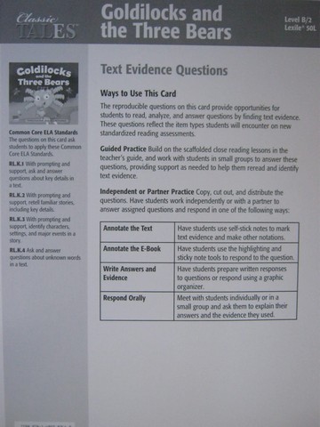 (image for) Classic Tales Goldilocks & the Three Bears Text Evidence (P)