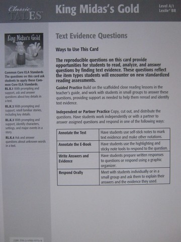(image for) Classic Tales King Midas's Gold Text Evidence Questions (P)
