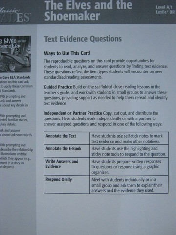 (image for) Classic Tales The Elves & the Shoemaker Text Evidence (P)