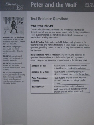 (image for) Classic Tales Peter & the Wolf Text Evidence Questions (P)