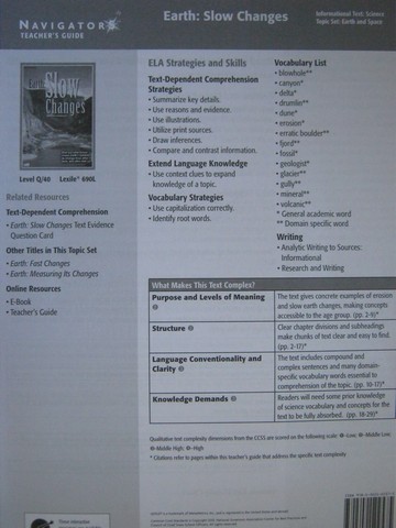 (image for) Navigators Earth: Slow Changes TG (TE)(P) by Melissa McDaniel
