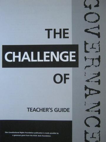 (image for) Challenge of Governance TG (TE)(P) by Groddy, Degelman, & Hayes