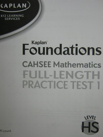 (image for) Kaplan Foundations CAHSEE Math Full-Length Practice Test 1 (P)