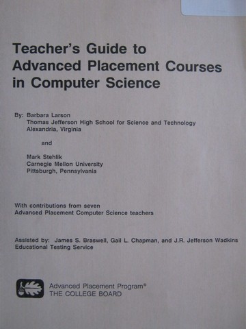Advanced Placement Courses in Computer Science TG (TE)(P)