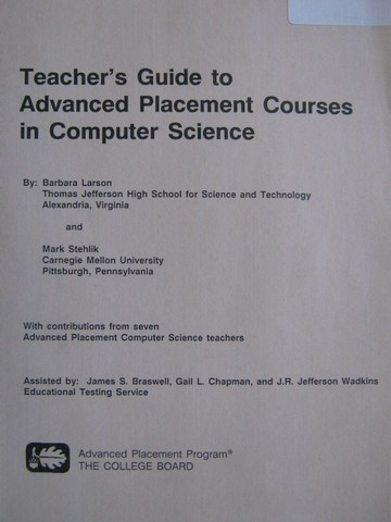 Advanced Placement Courses in Computer Science TG (TE)(P) (image for) Advanced Placement Courses in Computer Science TG (TE)(P)