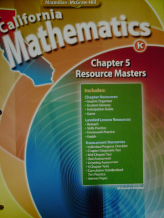 (image for) California Mathematics K Chapter 5 Resource Masters (CA)(P)