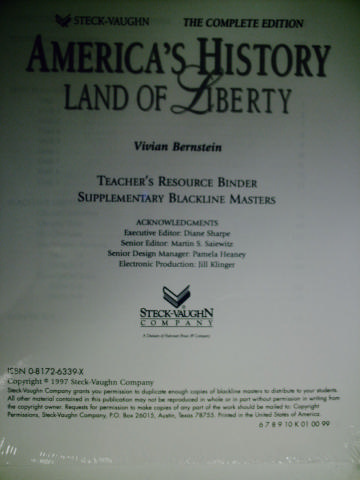 (image for) America's History Land of Liberty TR Binder (TE)(Pk)