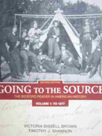 (image for) Going to the Source The Bedford Reader in American History 2nd Edition Volume 1 (P)
