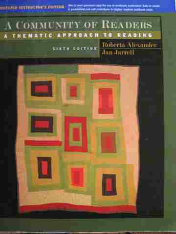 (image for) A Community of Readers A Thematic Approach to Reading 6e AIE (TE)(P) by Roberta Alexander & Jan Jarrell