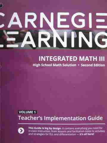 (image for) Integrated Math 3 Volume 1 2nd Edition Teacher's Implementation Guide (TE)(P)