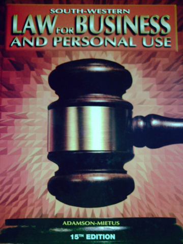 (image for) Law for Business & Personal Use 15th Edition (H) by Adamson,
