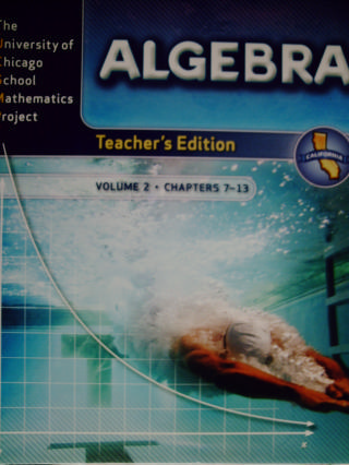 (image for) UCSMP Algebra Volume 2 TE (CA)(TE)(H) by Brown, Breunlin,