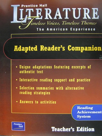 (image for) Literature American Experience Adapted Reader's Companion TE (P)