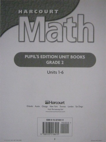 (image for) Harcourt Math 2 Pupil's Unit Books Units 1-6 (CA)(Pk)