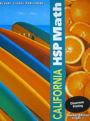 (image for) California HSP Math 3 TE Volume 3 (CA)(TE)(Spiral) by Maletsky,
