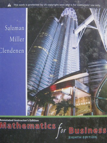 (image for) Mathematics for Business 8th Edition AIE (TE)(H) by Salzman,