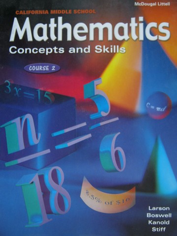 (image for) Mathematics Concepts & Skills Course 2 (CA)(H) by Larson,