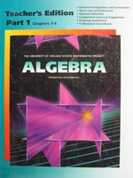 (image for) UCSMP Algebra 2nd Edition TE Part 1 (TE)(H) by McConnell,