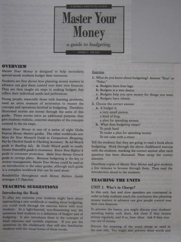 (image for) A Money Matters Guide Master Your Money TG (TE)(P) by Weiss