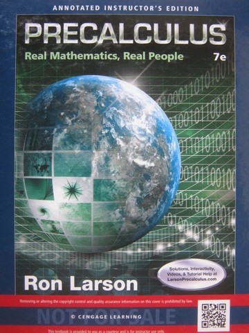 (image for) Precalculus Real Mathematics Real People 7th Edition AIE (TE)(H)