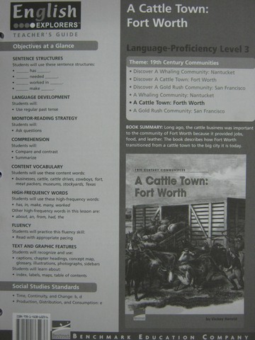 (image for) English Explorers A Cattle Town: Fort Worth TG (TE)(P) by Herold
