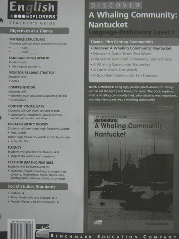 (image for) English Explorers Discover A Whaling Community Nantucket TG (P)