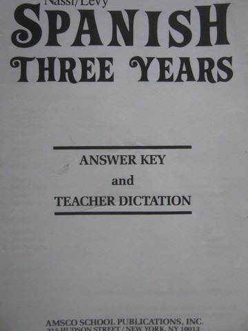 (image for) Spanish 3 Years Answer Key & Teacher Dictation (TE)(P)