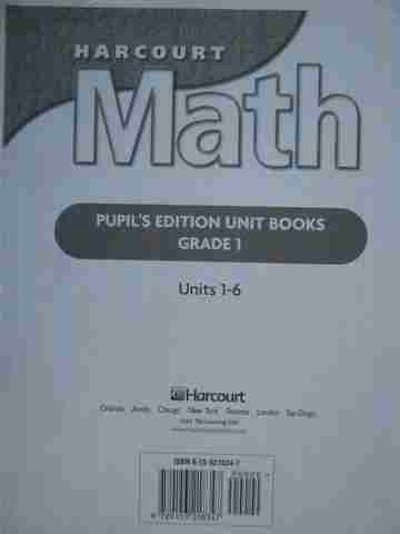 (image for) Harcourt Math 1 Pupil's Unit Books Units 1-6 (CA)(Pk)