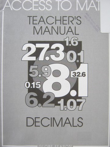 (image for) Access to Math Decimals TM (TE)(P) by Barbara Levadi