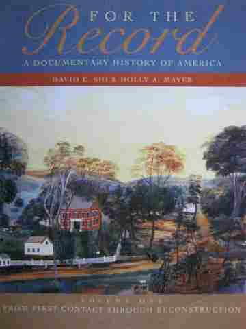 (image for) For the Record A Documentary History of America 3rd Edition Volume 1 (P)