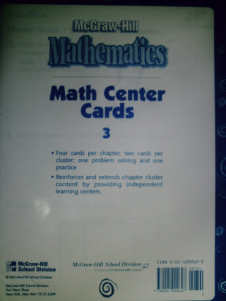 McGraw-Hill Mathematics 3 Math Center Cards (Pk)