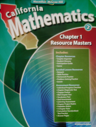 (image for) California Mathematics 2 Chapter 1 Resource Masters (CA)(P)