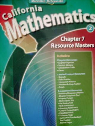 (image for) California Mathematics 2 Chapter 7 Resource Masters (CA)(P)