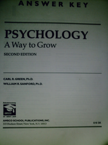 (image for) Psychology A Way To Grow 2nd Edition Answer Key (P)