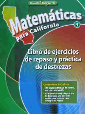 (image for) Matematicas para California 4 Libro de ejercicios de repaso y practica de destrezas (CA)(P)