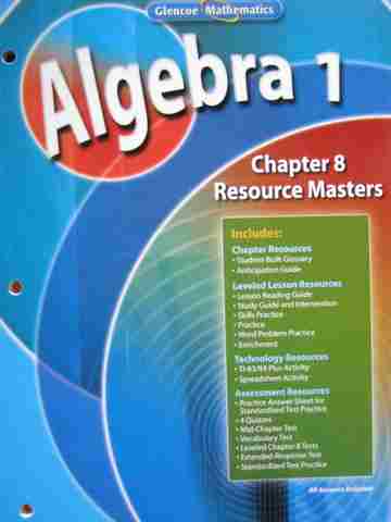 (image for) Glencoe Algebra 1 Chapter 8 Resource Masters (P)