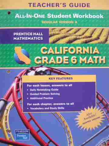 (image for) California Grade 6 Math All-in-One Student Workbook A TG (TE)(P)