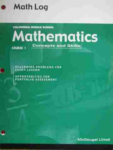 (image for) California MS Mathematics Course 1 Math Log (CA)(P)