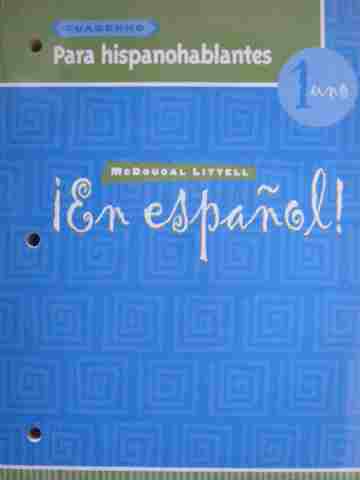 (image for) En espanol! 1uno Cuaderno para hispanohablantes (P)