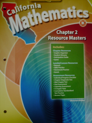 (image for) California Mathematics K Chapter 2 Resource Masters (CA)(P)