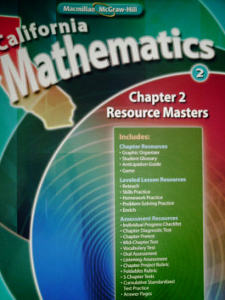 (image for) California Mathematics 2 Chapter 2 Resource Masters (CA)(P)