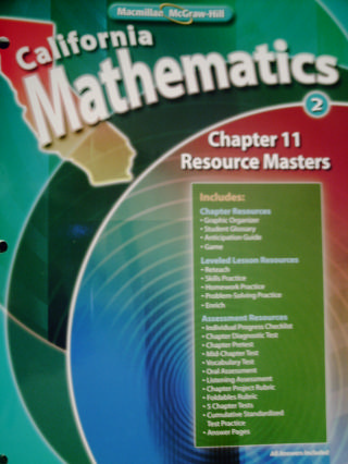 (image for) California Mathematics 2 Chapter 11 Resource Masters (CA)(P)