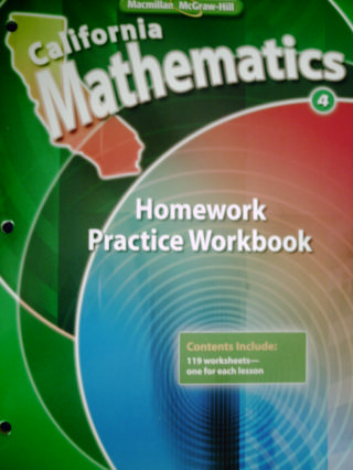 (image for) California Mathematics 4 Homework Practice Workbook (CA)(P)