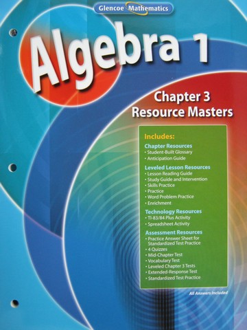 (image for) Glencoe Algebra 1 Chapter 3 Resource Masters (P)
